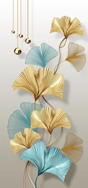 金色银杏叶玄关图片