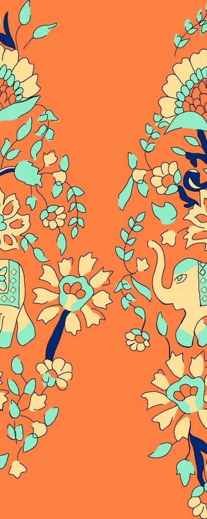 定位花 大象 数码印花图片