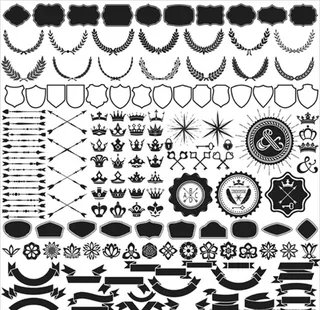 缎带徽章盾牌花边箭头集合图片