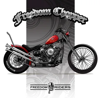 手绘插画炫酷摩托车红色图片