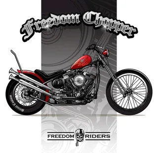 手绘插画炫酷摩托车红色图片