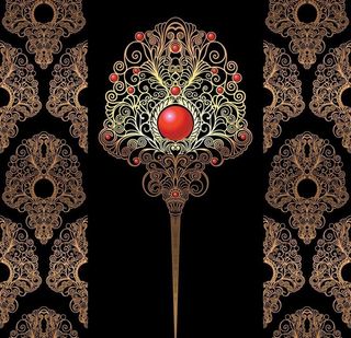 金色欧式花纹 发簪图片