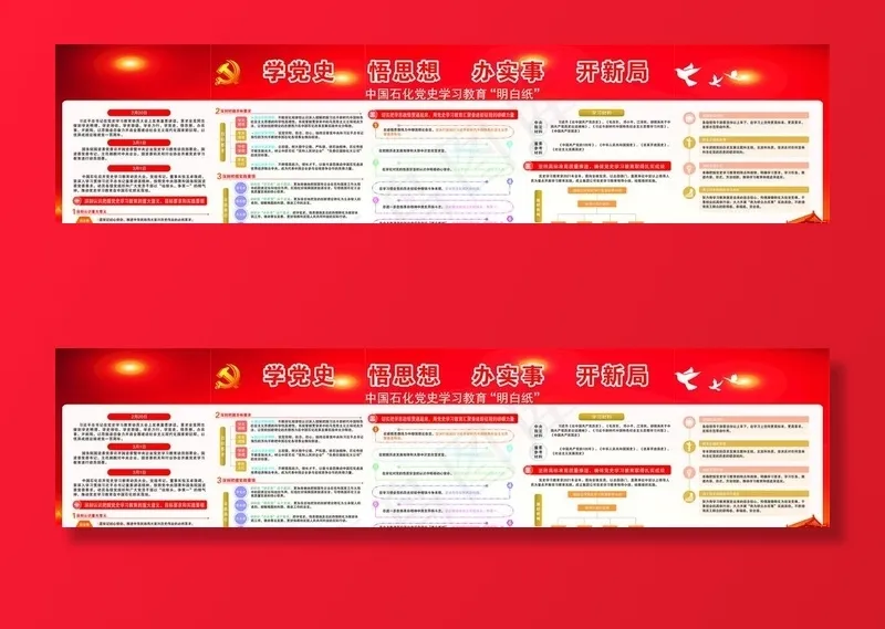 中国石化党史学习教育明白纸图片cdr矢量模版下载