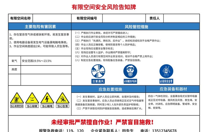 有限空间安全风险告知牌图片(7087x4724)psd模版下载