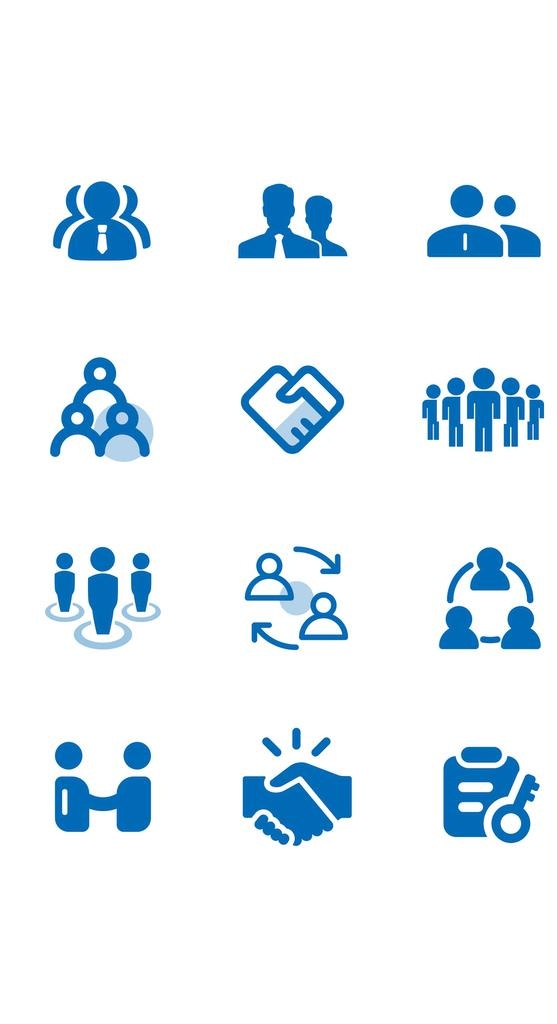 扁平蓝色人物团队管理图标图片