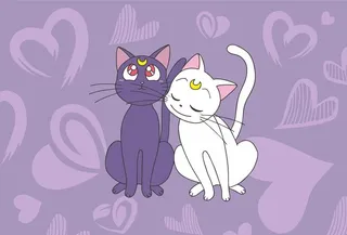 萌宠猫咪爱情爱心手绘 图片