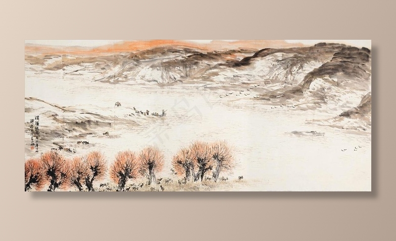 中国水墨古风秋景BANNER图片