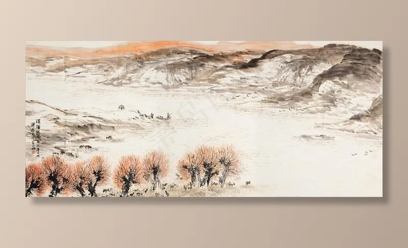中国水墨古风秋景BANNER图片