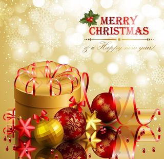 礼盒圣诞球圣诞背景图片