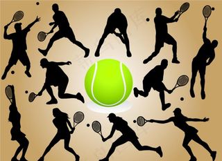 网球运动剪影矢量素材图片