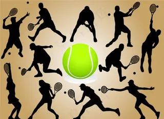 网球运动剪影矢量素材图片