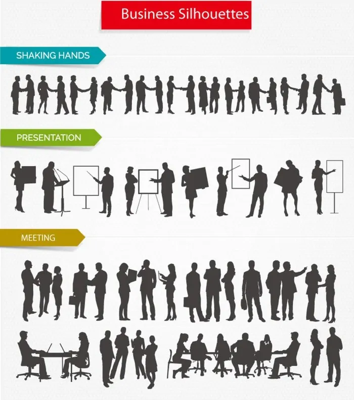商务人物剪影矢量素材图片ai矢量模版下载