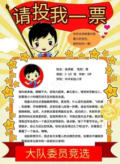 五星红旗请投我一票大队委员竞选图片