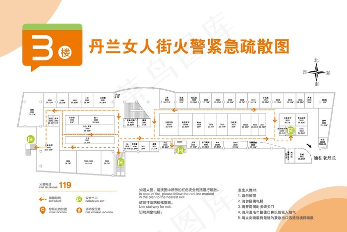 商场消防疏散图图片psd模版下载