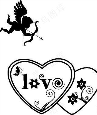 爱心小天使丘比特墙贴矢量图图片