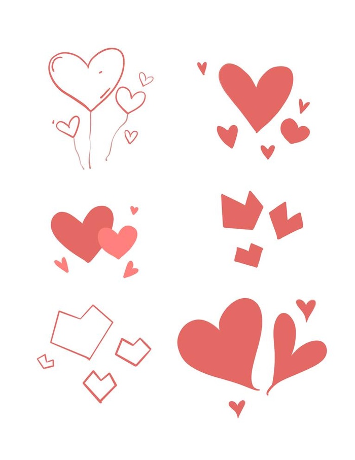 卡通手绘装饰爱心桃心点缀素材装图片