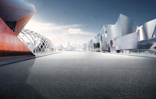 现代科技都市马路海报背景图片