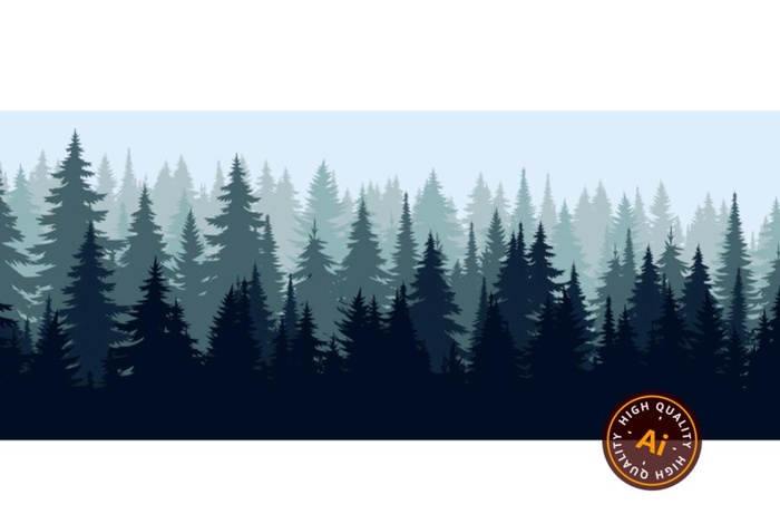 松林树林剪影图片