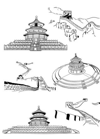天坛线稿天坛线条画图片