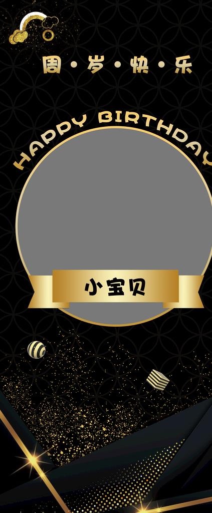 生日展架图片psd模版下载