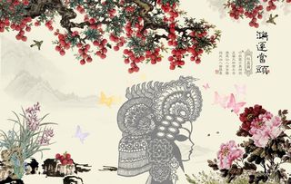 鸿运当头荔枝牡丹背景墙图片