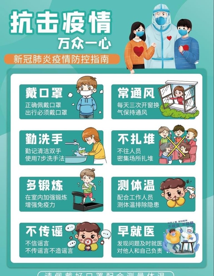 抗击疫情,戴口罩,测体温,,设计,广告