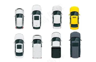 矢量平面汽车顶视图图片