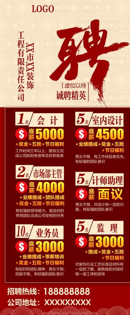 招聘展架图片(2268x5102)psd模版下载