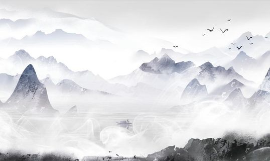 水墨山水海报背景图片