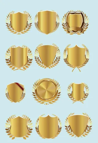 欧式矢量金色渐变盾牌图片