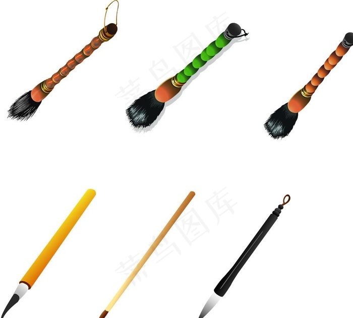 几款毛笔图片ai矢量模版下载