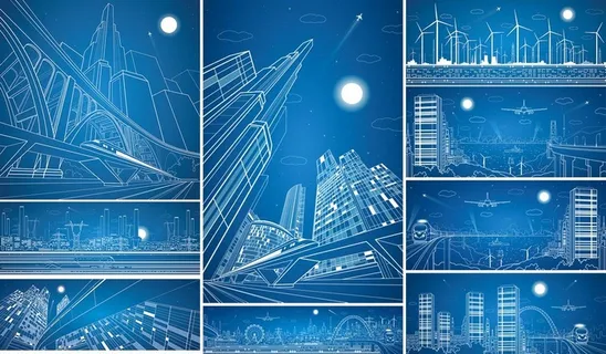 城市建筑铅笔稿图片