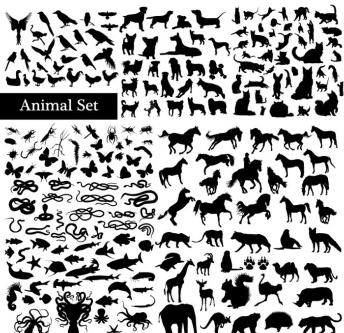 动物剪影矢量素材图片eps,ai矢量模版下载