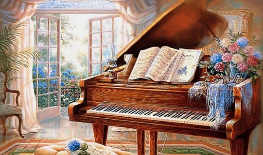 欧美风古典钢琴背景墙图片