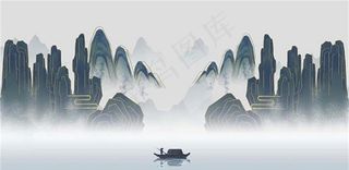 国潮水墨山水图片