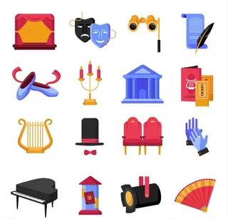 卡通舞台用品乐器矢量素材图片