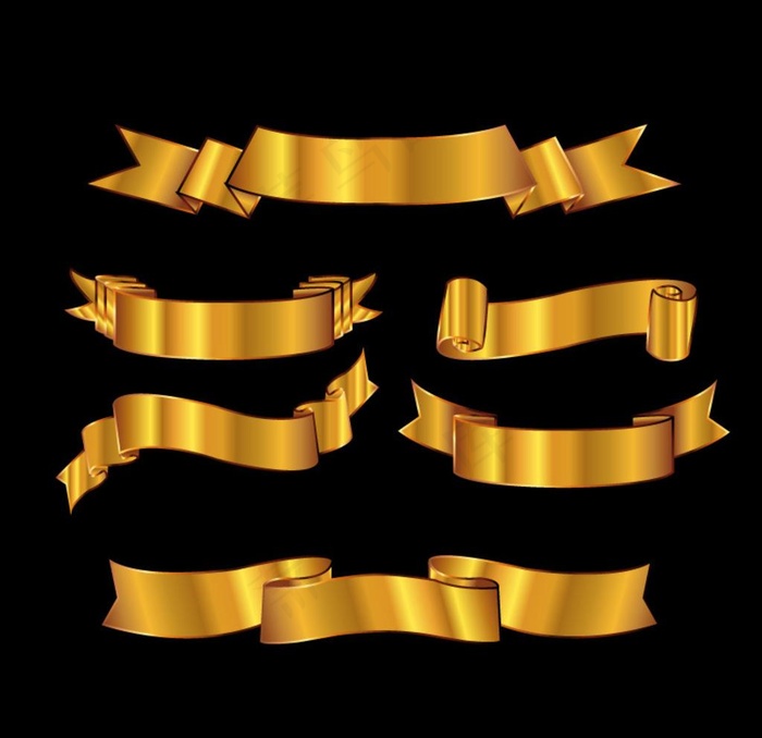 复古金色丝带图片