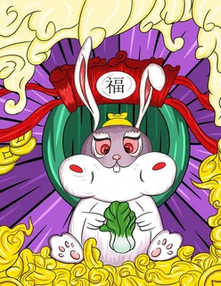 国潮兔子插画设计图片