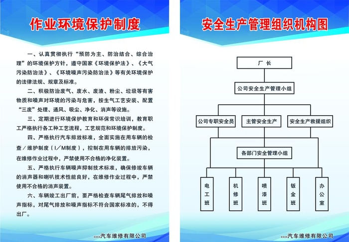 汽车维修理 作业环境保护制度图片