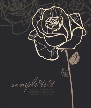 手绘线稿玫瑰花图案图片