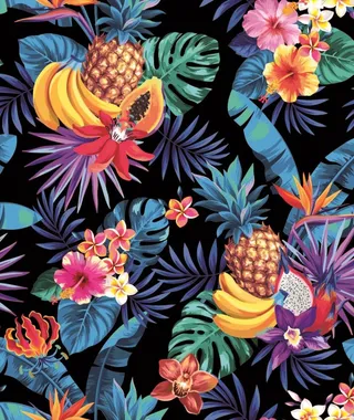 热带水果花卉四方连续矢量图下载图片