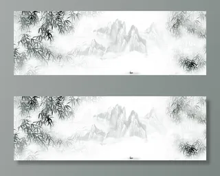 水墨竹林山水图片