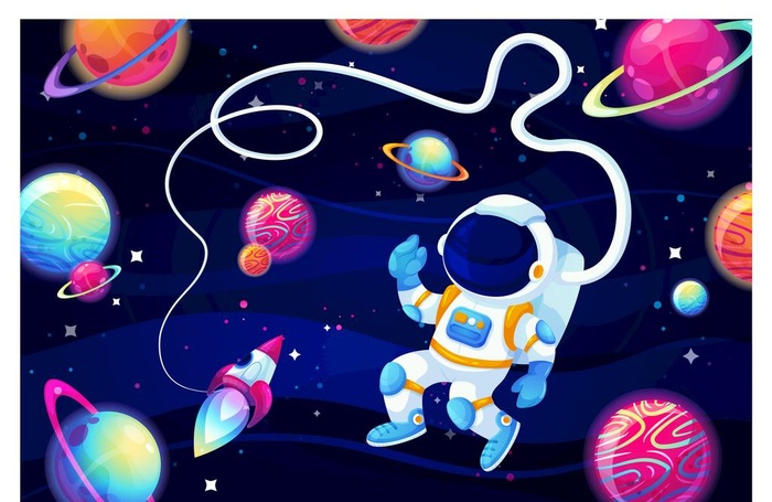 卡通炫彩太空人图片