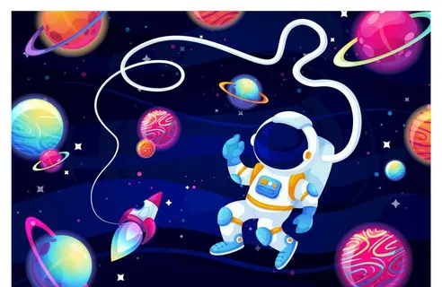 卡通炫彩太空人图片