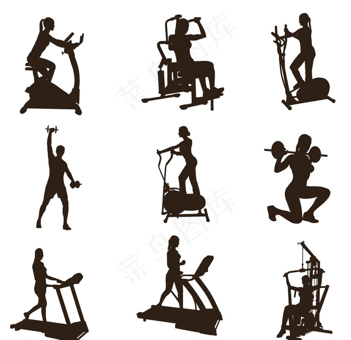 健身剪影矢量素材图片