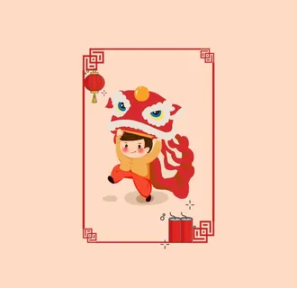 新年狮子插画图片