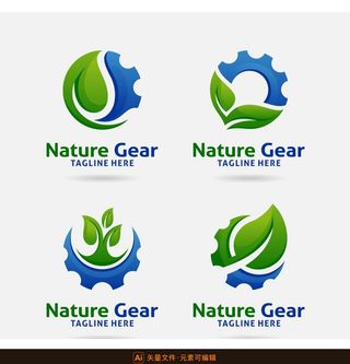 绿叶齿轮标志设计图片