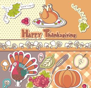 卡通火鸡蔬菜素材图片