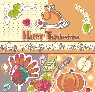 卡通火鸡蔬菜素材图片