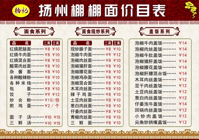 面馆价目表图片(4429x3248)psd模版下载
